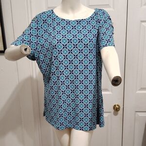 Blue Geometric Women's Top